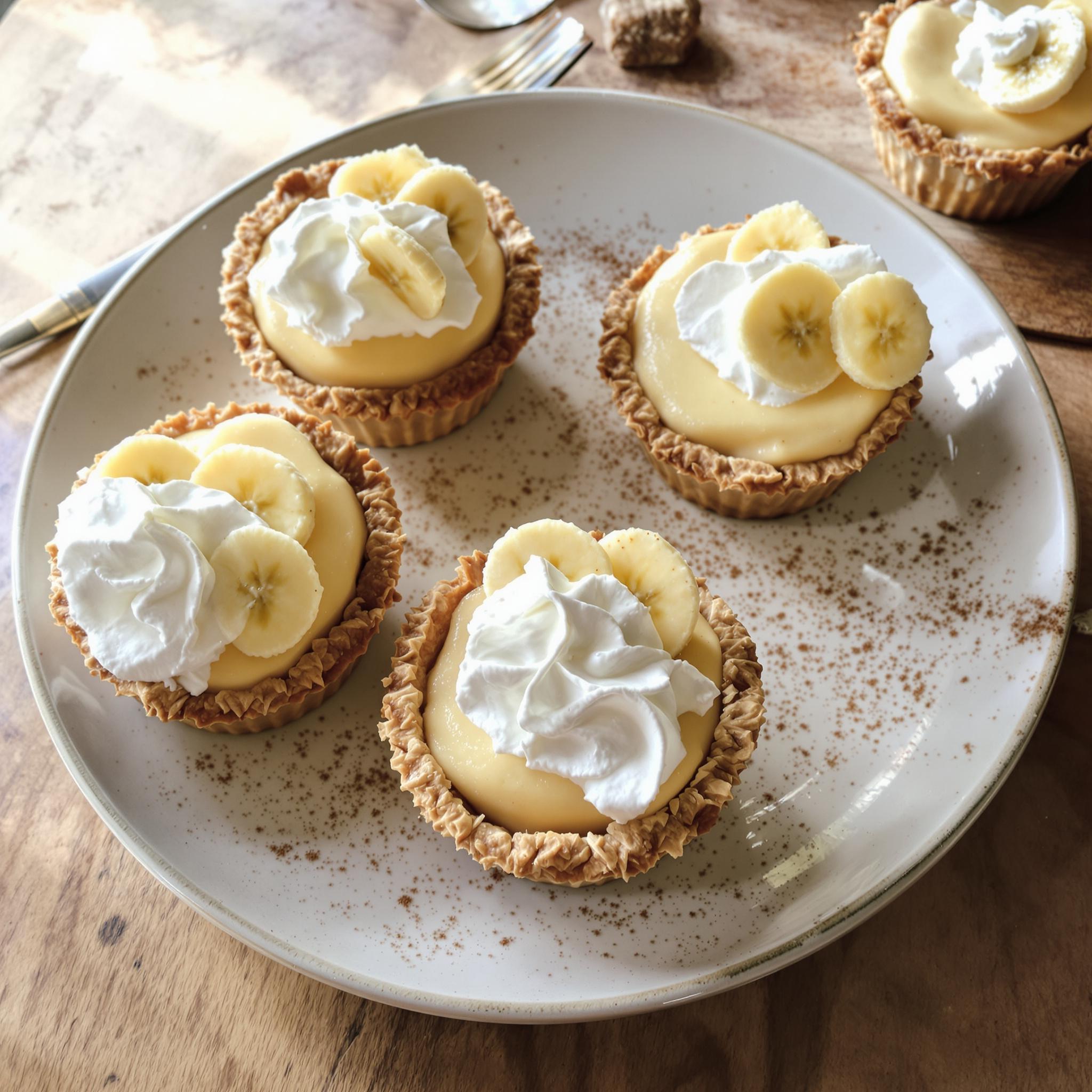 No bake mini banana cream pies