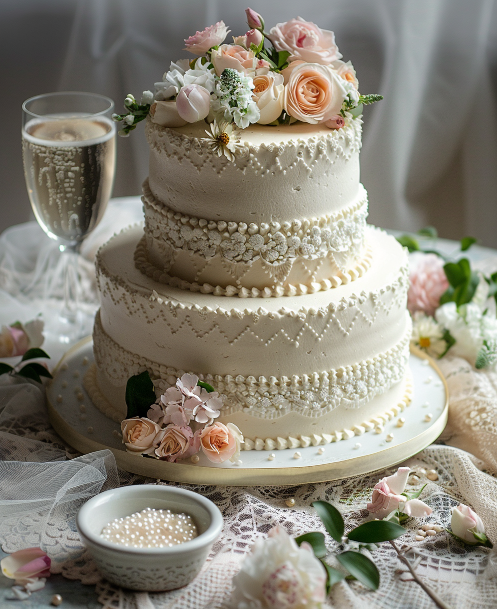 3 tier wedding cake