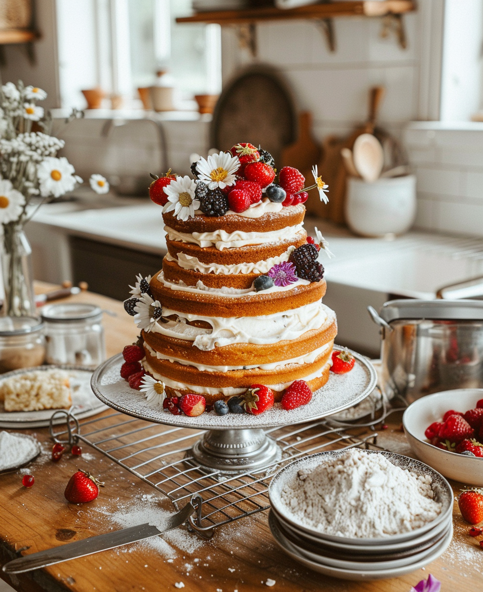 naked wedding cake