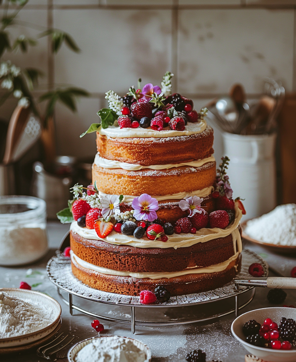 naked wedding cake