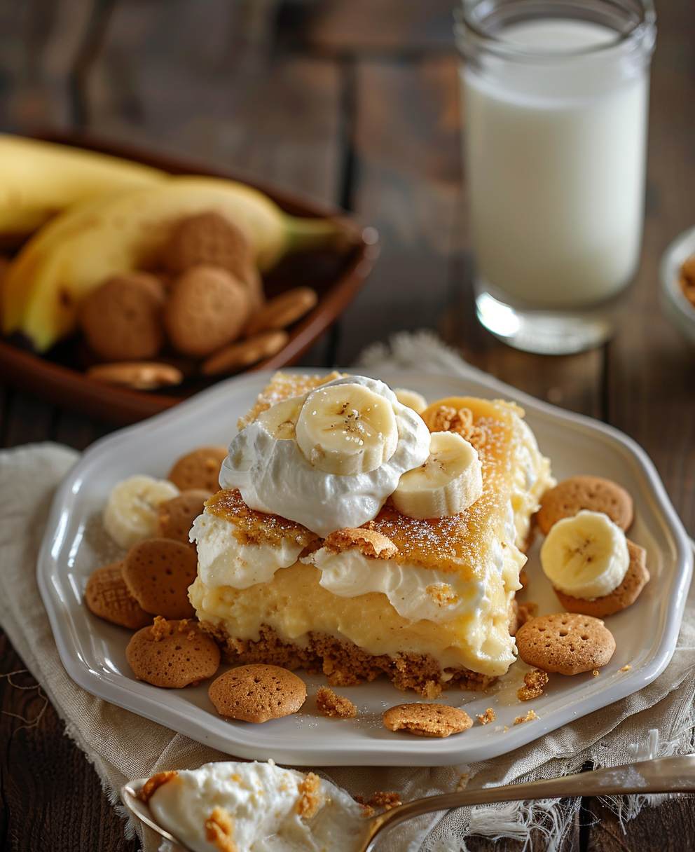 banana pudding poke cake