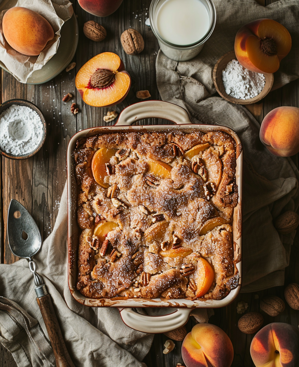 dump cake with peaches and nuts