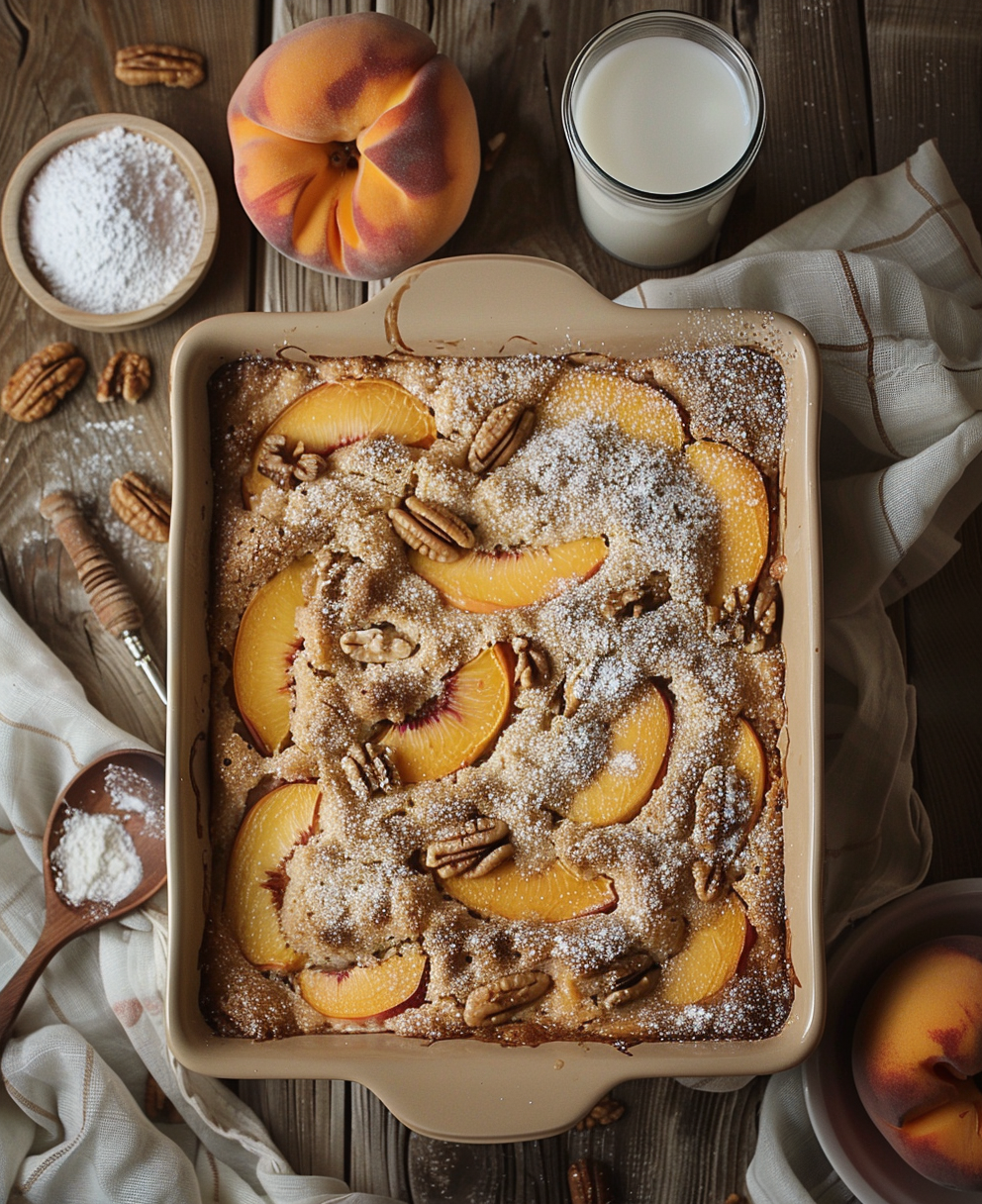 dump cake with peaches and nuts