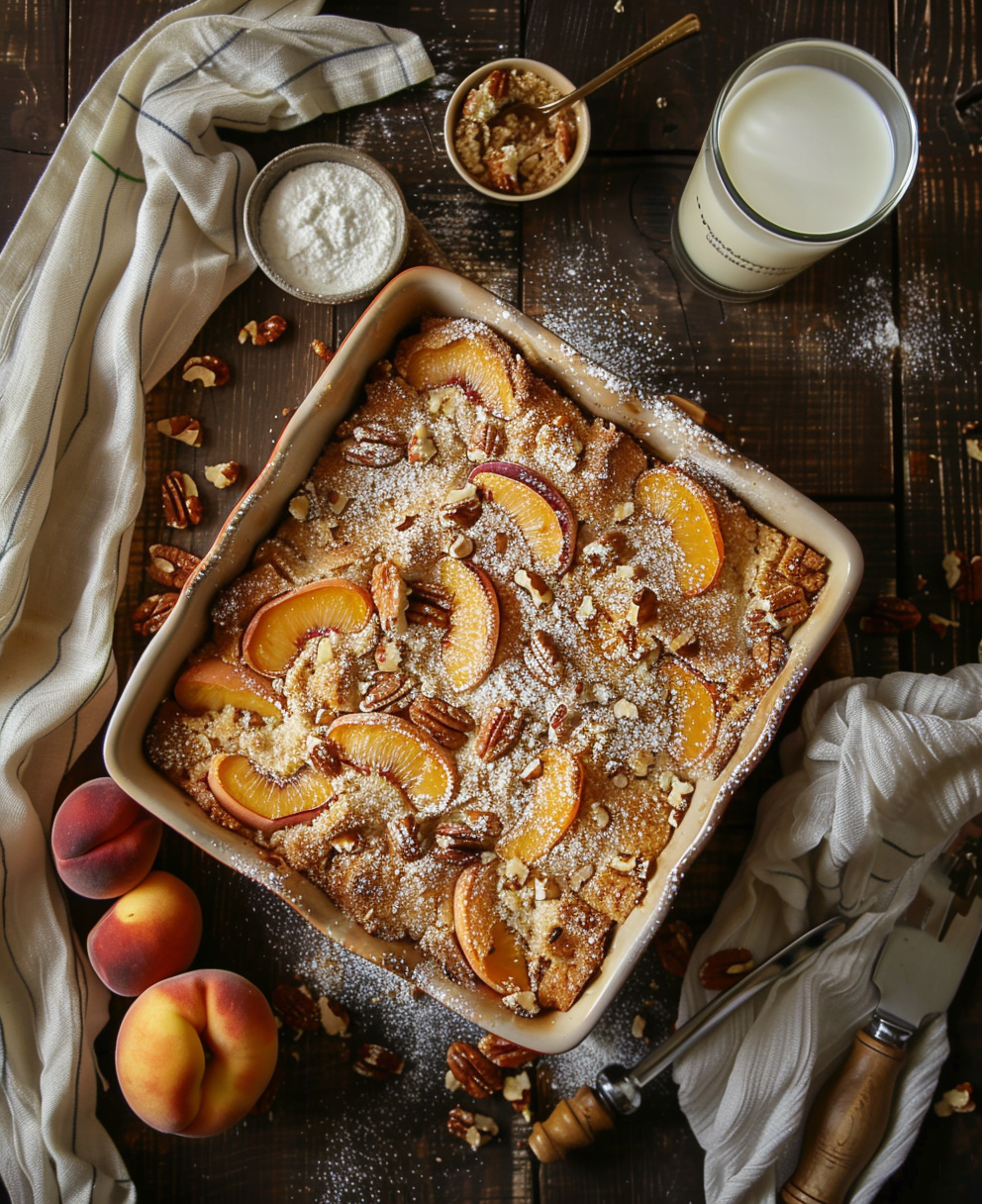 dump cake with peaches and nuts