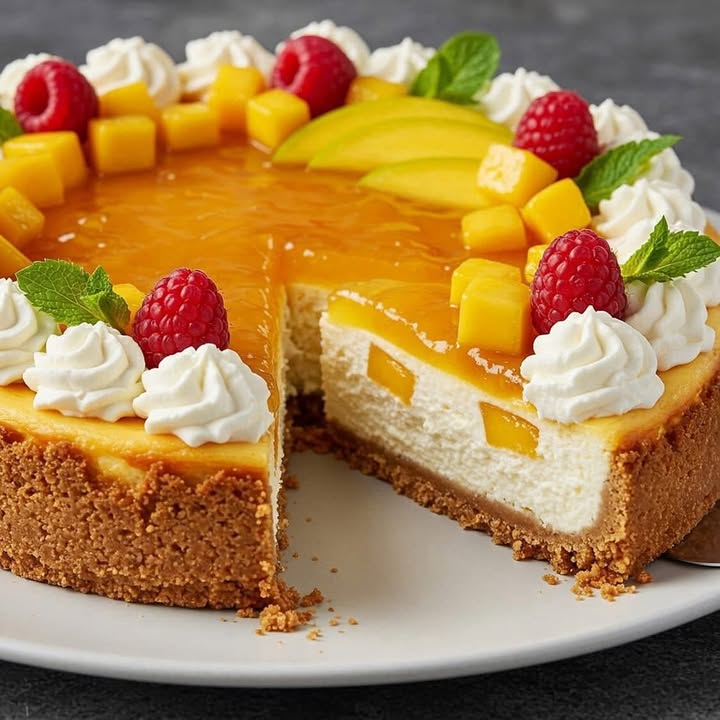 Mango Raspberry Cheesecake