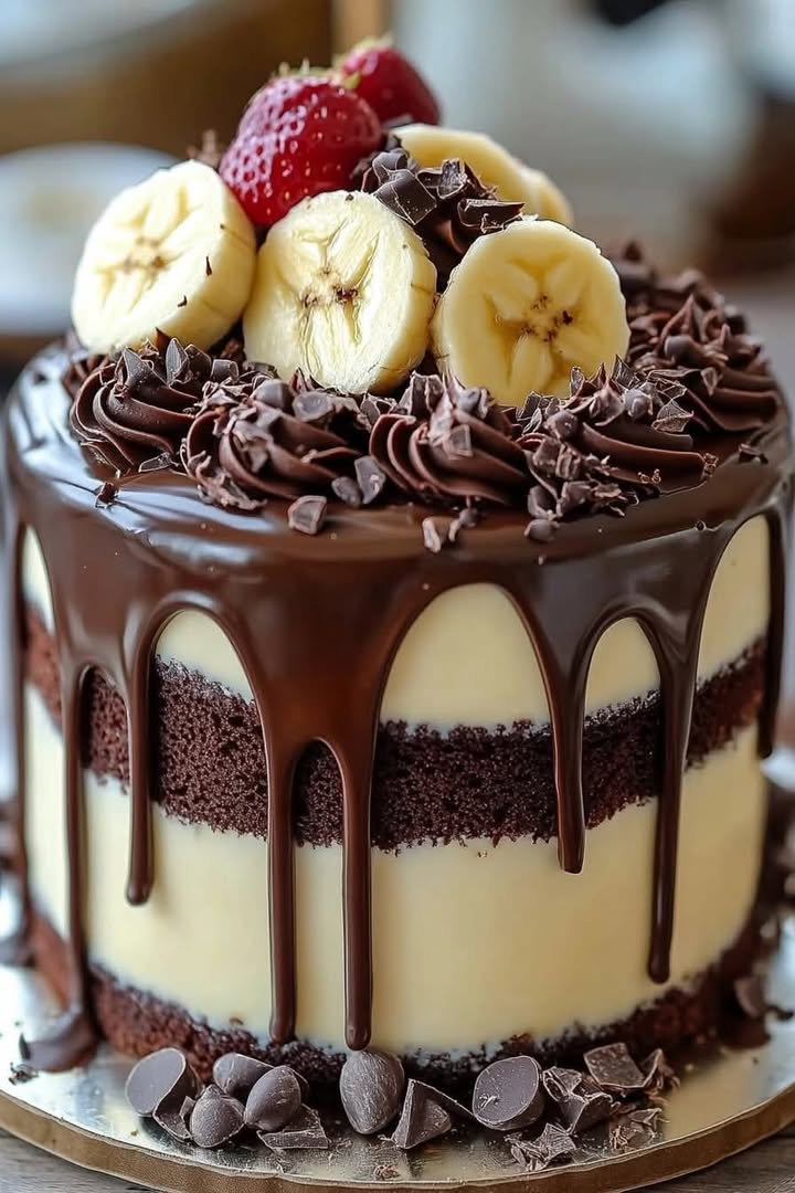 Decadent Banana Chocolate Cake