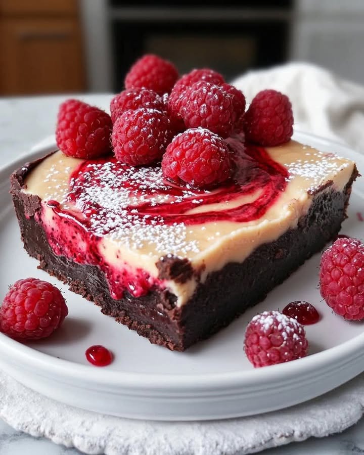 Raspberry Brownie Cheesecake