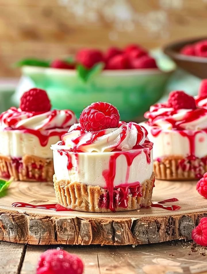 Raspberry White Cheesecakes