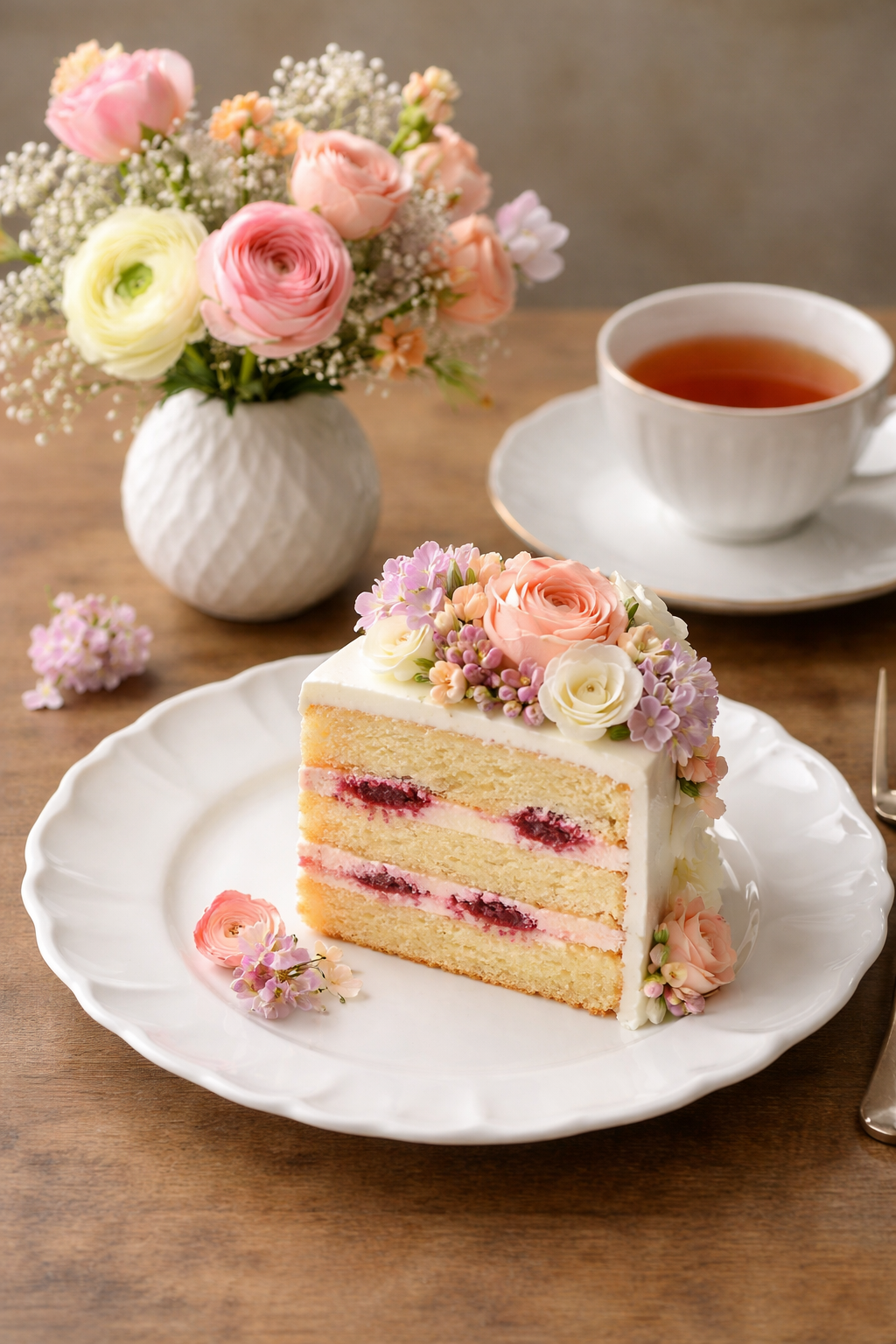 floral wedding cake