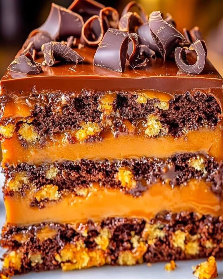 Crunchy Caramel Chocolate Cake
