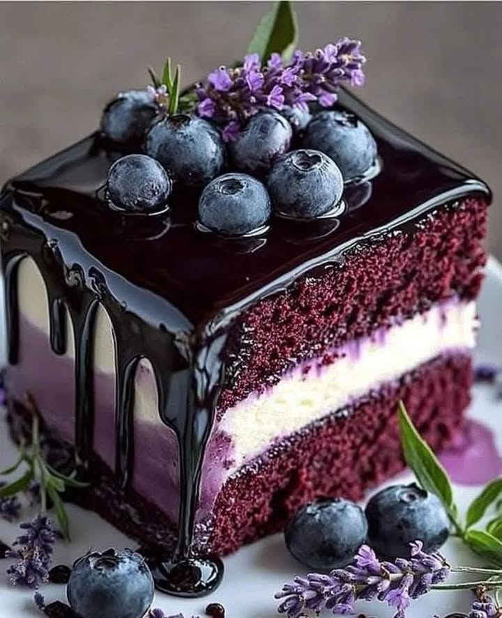 Lavender Blueberry Chocolate Cake