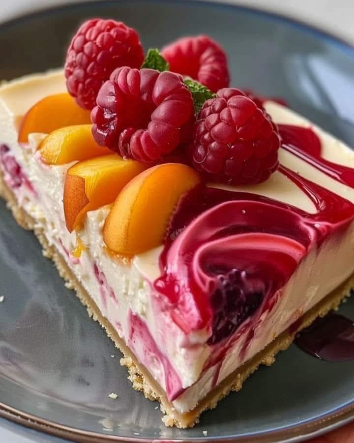 Peach Raspberry Cheesecake