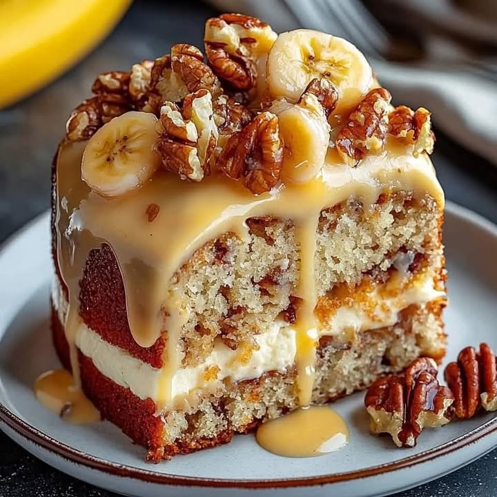 Vanilla Banana Walnut Cake