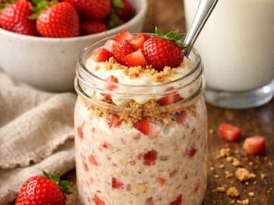 Delicious Strawberry Cheesecake Overnight Oats: A Perfect Slimming World Breakfast