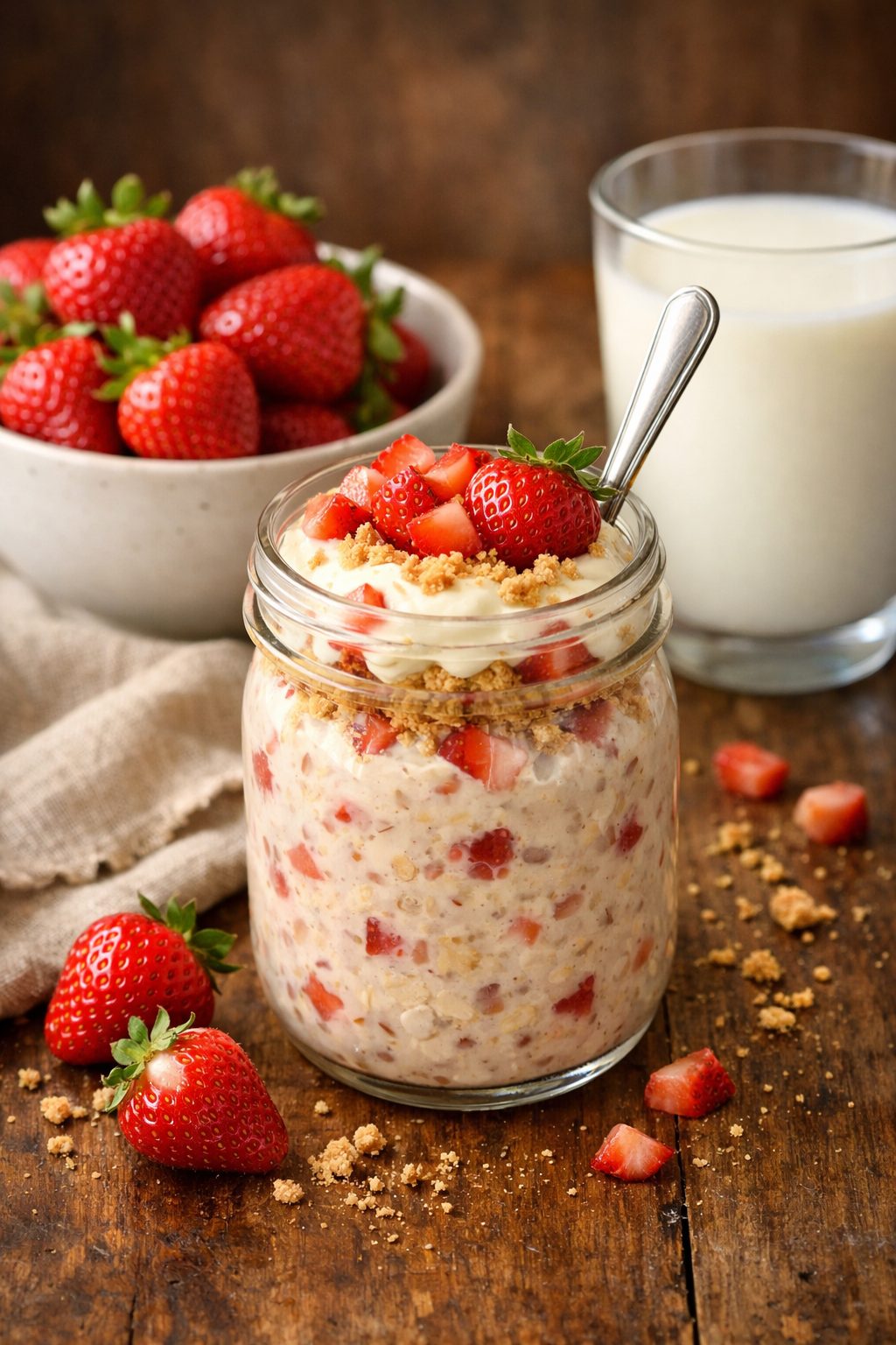 strawberry cheesecake overnight oats