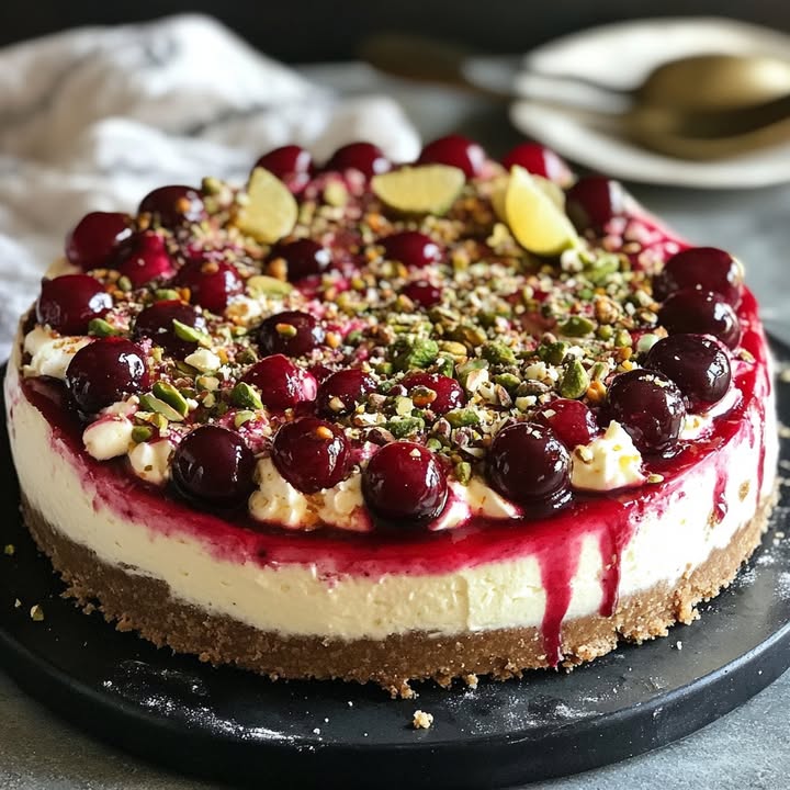Cherry Pistachio Cheesecake