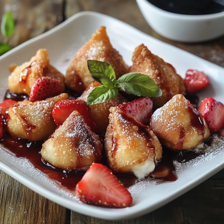 Fried Strawberry Cheesecake Bites