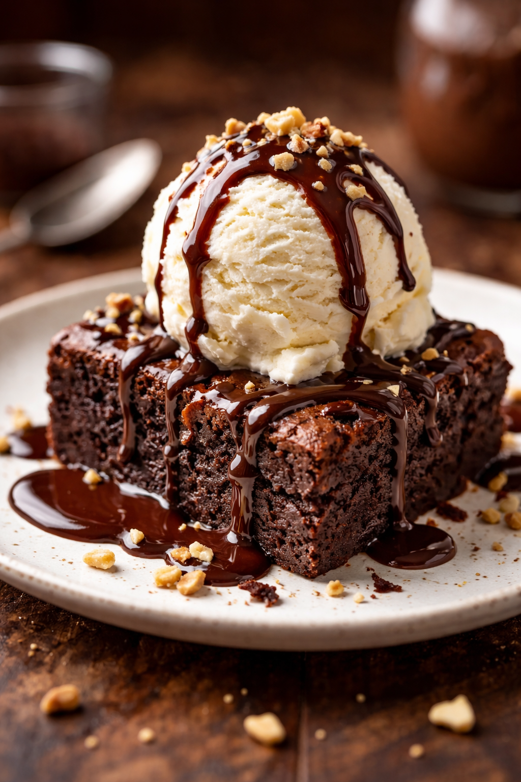 brownie and ice cream