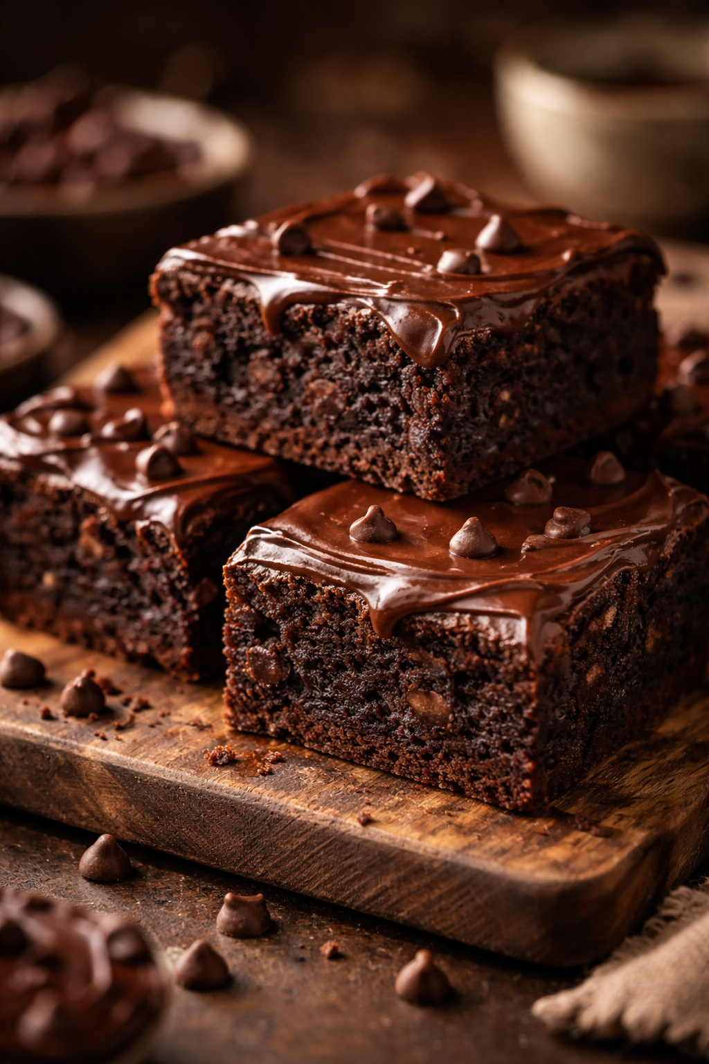 chocolate brownies with chocolate icing