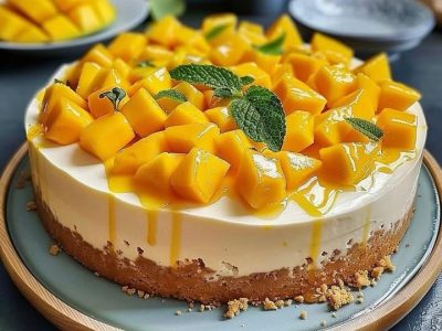 No-Bake Mango Cheesecake Easy Recipe