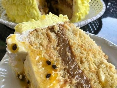 Tangy Passion Fruit and Creamy Dulce de Leche Cake Recipe